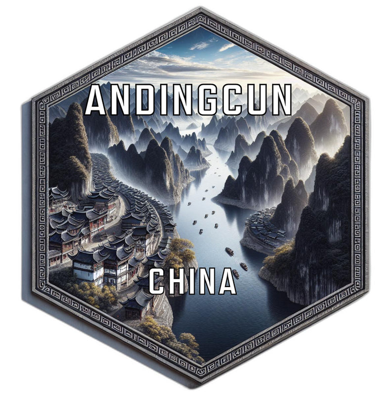 Andingcun China Souvenir Travel Destination Die Cut Hexagon Fridge Magnet 2-Inch