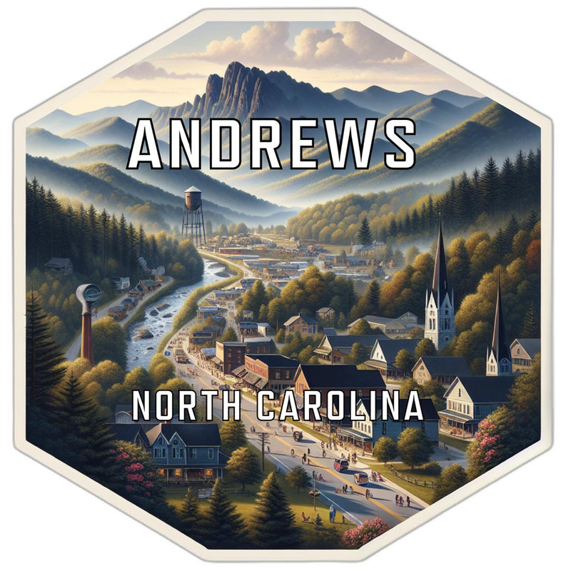 Andrews North Carolina Souvenir Travel Destination Die Cut Hexagon Fridge Magnet 2-Inch