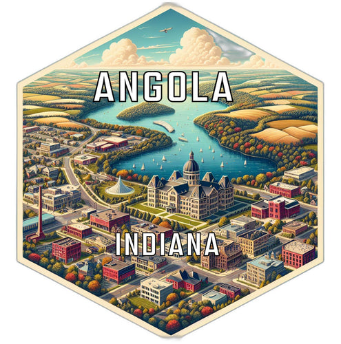 Angola Indiana Souvenir Travel Destination Die Cut Hexagon Fridge Magnet 2-Inch
