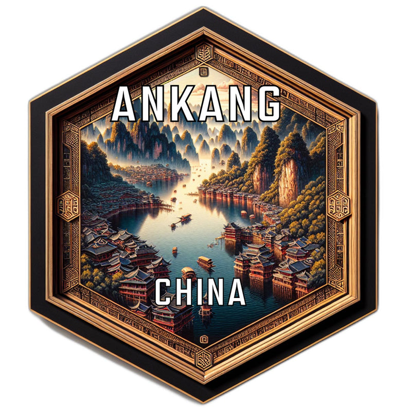Ankang China Souvenir Travel Destination Die Cut Hexagon Fridge Magnet 6-Inch