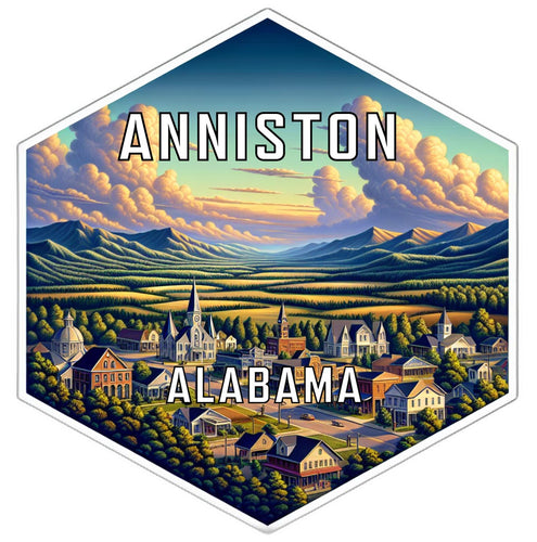 Anniston Alabama Souvenir Travel Destination Die Cut Hexagon Fridge Magnet 2-Inch