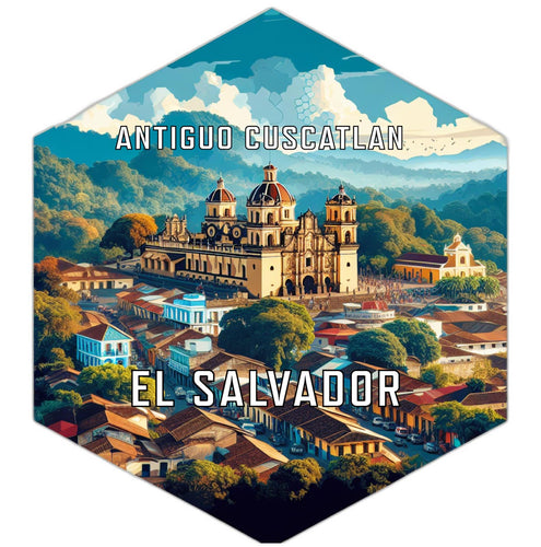 Antiguo Cuscatlan El Salvador Souvenir Travel Destination Die Cut Hexagon Fridge Magnet 2-Inch