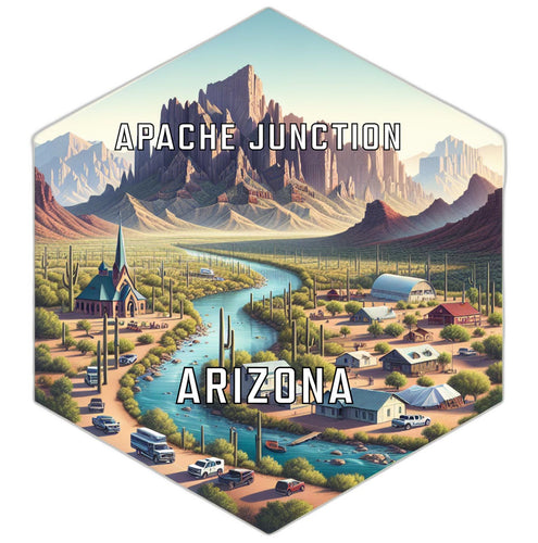 Apache Junction Arizona Souvenir Travel Destination Die Cut Hexagon Fridge Magnet 2-Inch