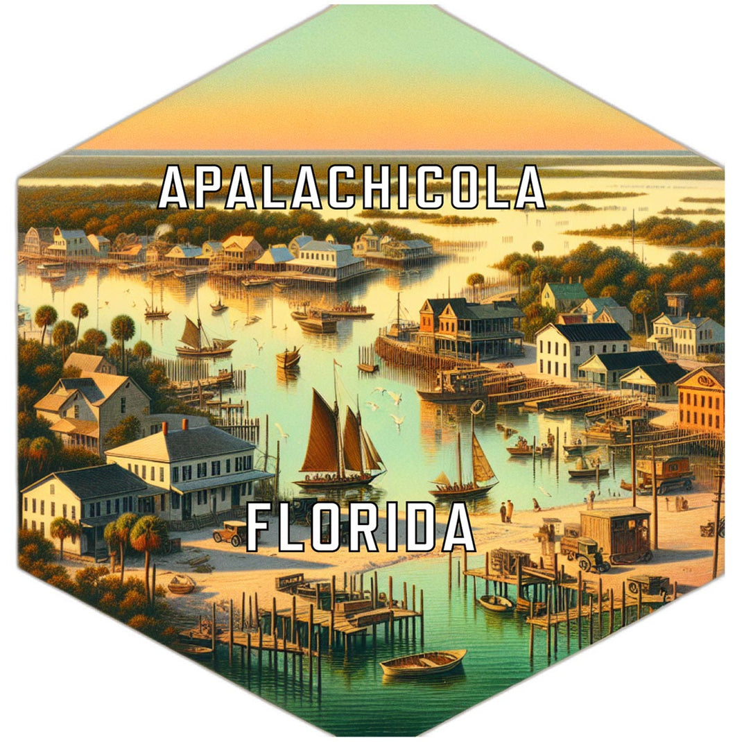 Apalachicola Florida Souvenir Travel Destination Die Cut Hexagon Fridge Magnet 2-Inch