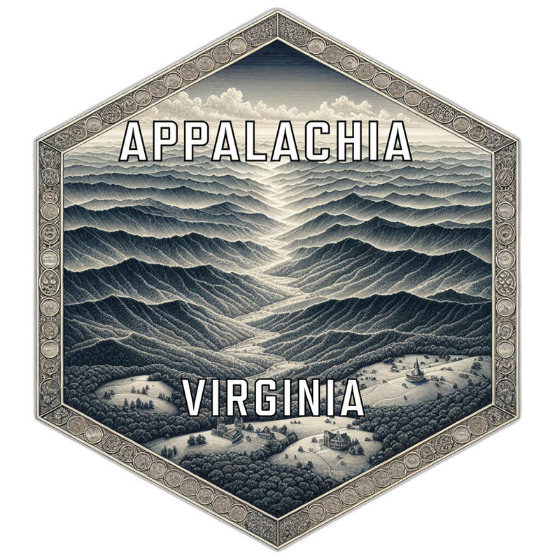 Appalachia Virginia Souvenir Travel Destination Die Cut Hexagon Fridge Magnet 2-Inch