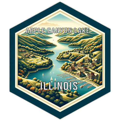 Apple Canyon Lake Illinois Souvenir Travel Destination Die Cut Hexagon Fridge Magnet 2-Inch