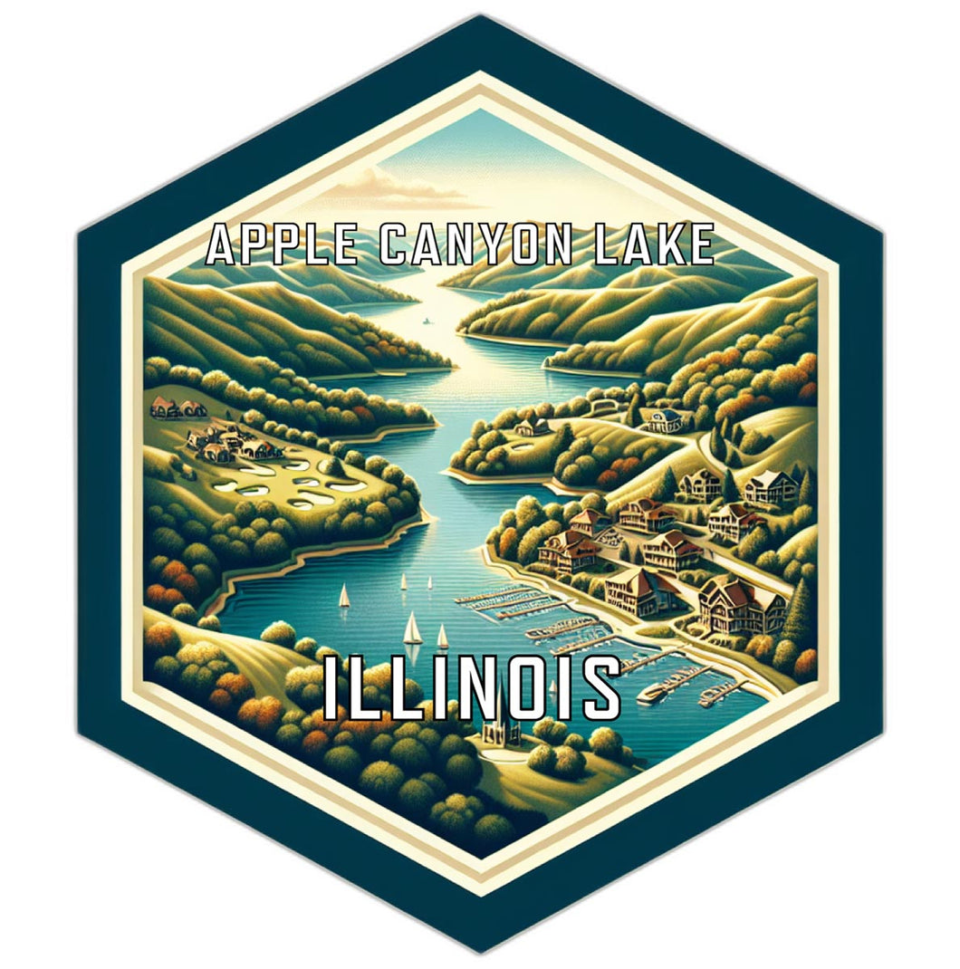 Apple Canyon Lake Illinois Souvenir Travel Destination Die Cut Hexagon Fridge Magnet 2-Inch