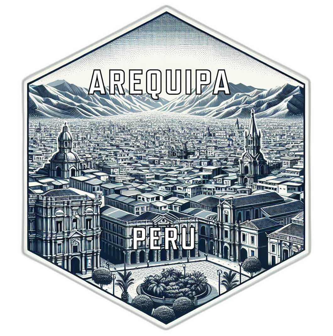 Arequipa Peru Souvenir Travel Destination Die Cut Hexagon Fridge Magnet 2-Inch