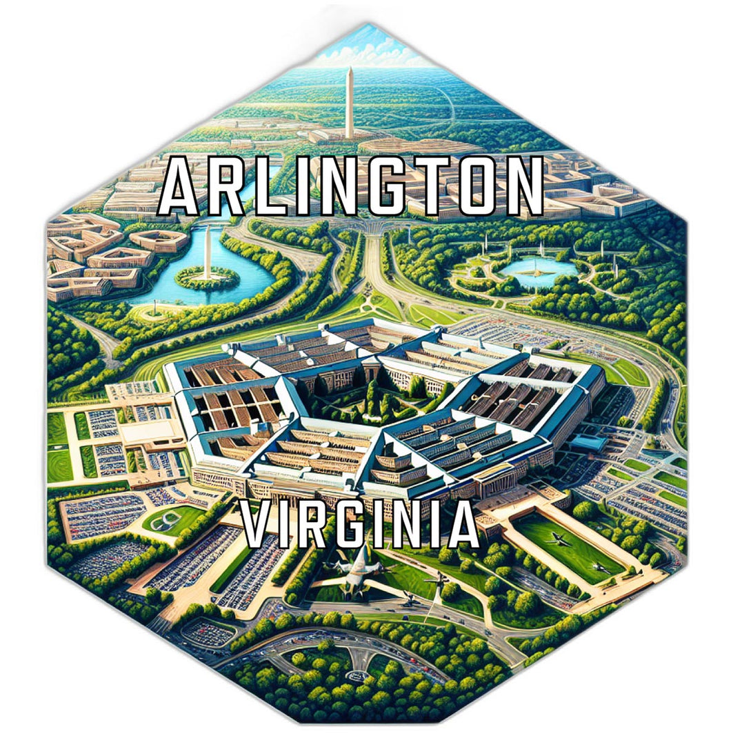 Arlington Virginia Souvenir Travel Destination Die Cut Hexagon Fridge Magnet 2-Inch