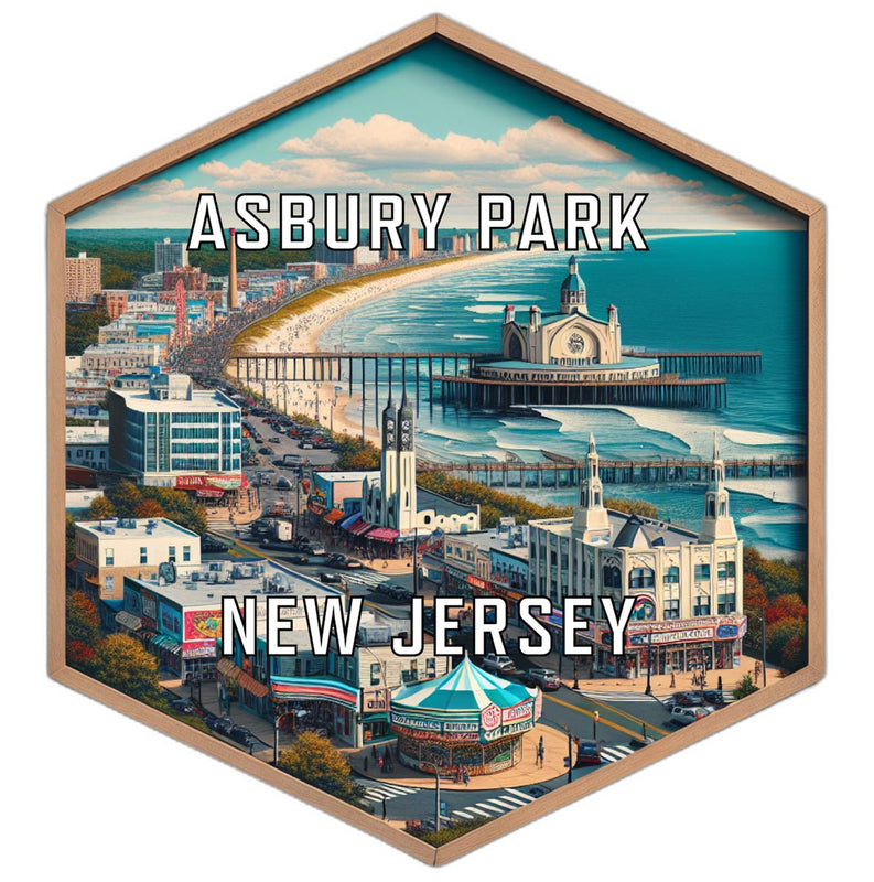 Asbury Park New Jersey Souvenir Travel Destination Die Cut Hexagon Fridge Magnet 2-Inch