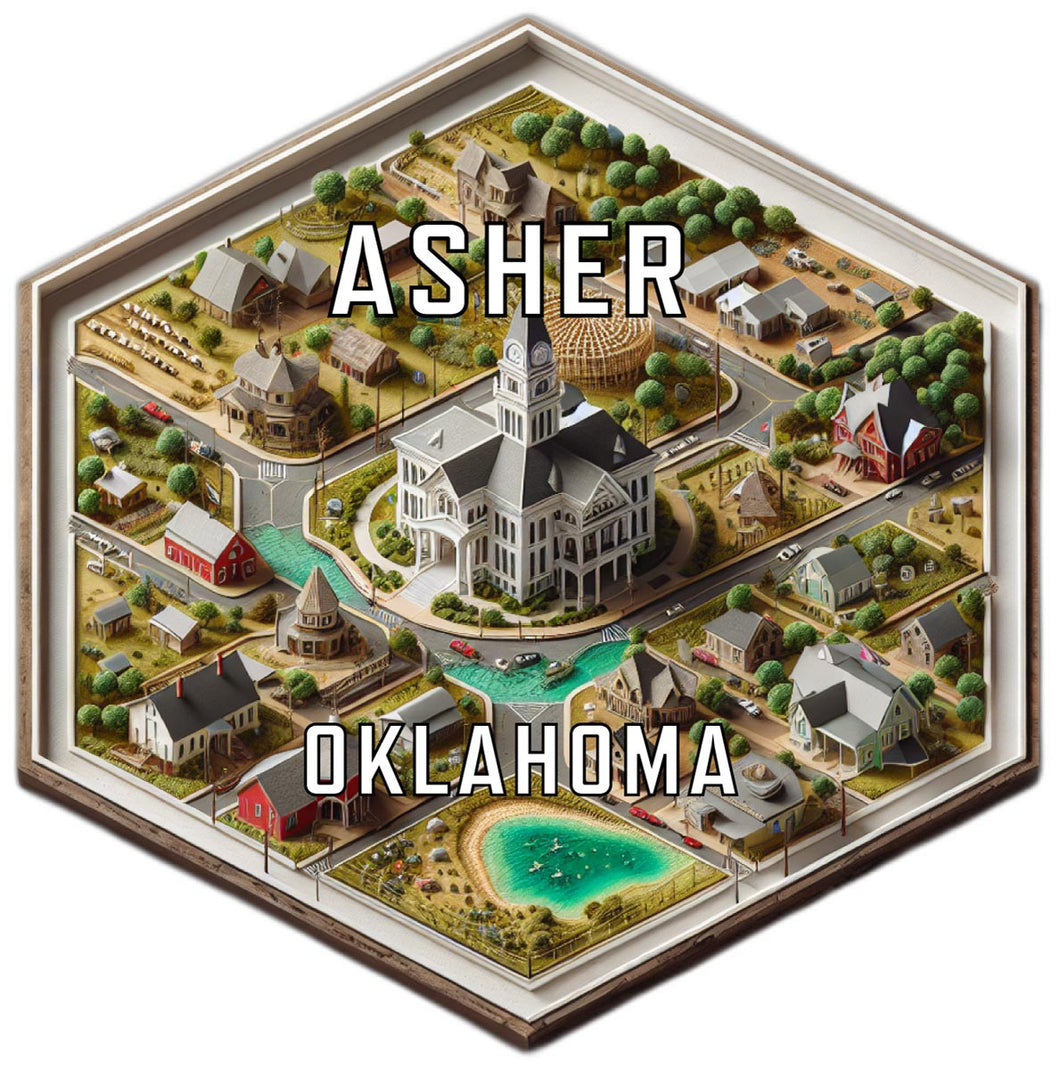 Asher Oklahoma Travel Destination Souvenir Vinyl Decal Sticker 4-Inch