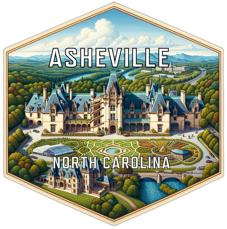 Asheville North Carolina Souvenir Travel Destination Die Cut Hexagon Fridge Magnet 2-Inch