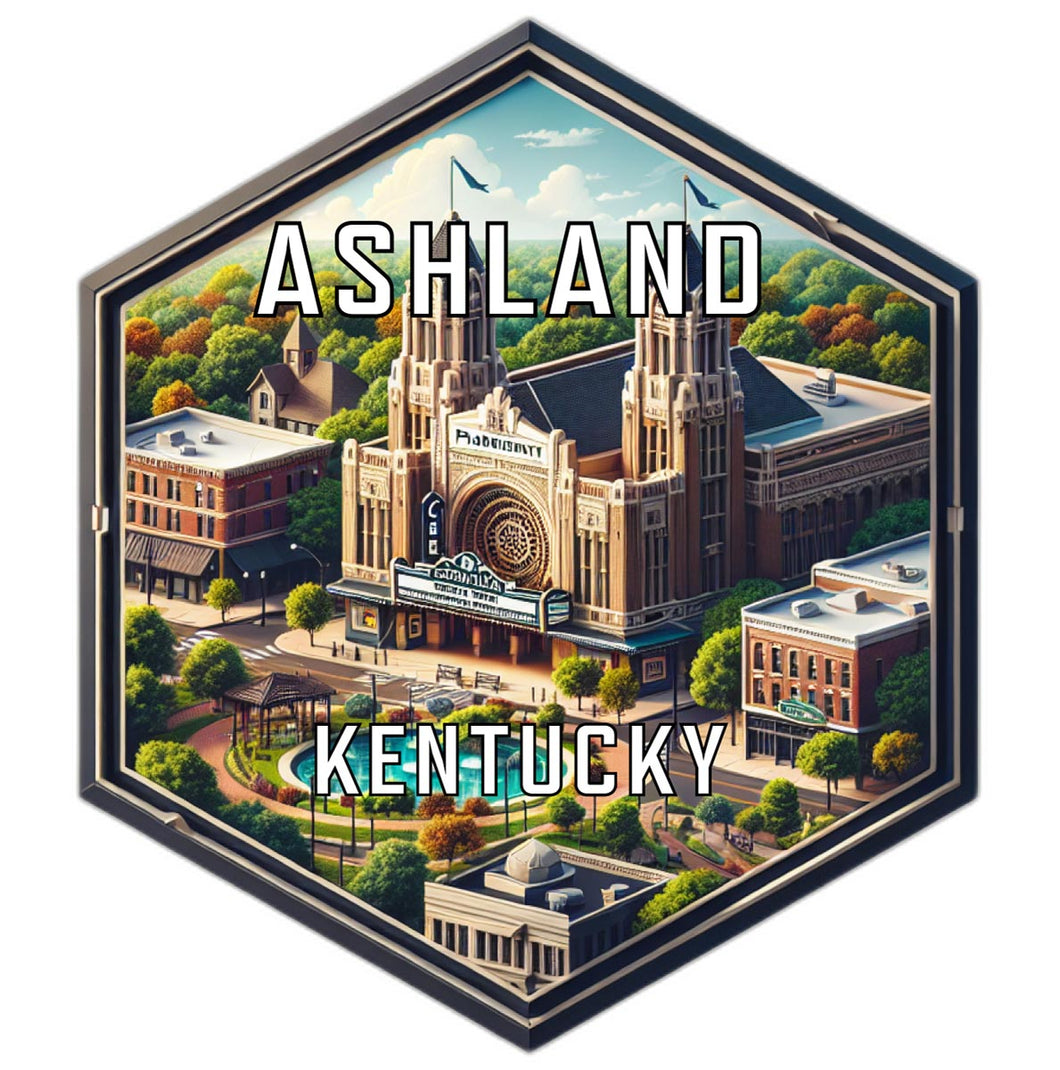 Ashland Kentucky Souvenir Travel Destination Die Cut Hexagon Fridge Magnet 2-Inch