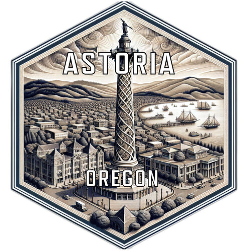 Astoria Oregon Souvenir Travel Destination Die Cut Hexagon Fridge Magnet 2-Inch