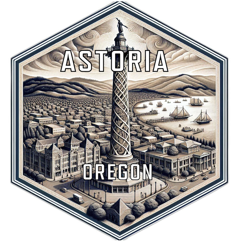 Astoria Oregon Souvenir Travel Destination Die Cut Hexagon Fridge Magnet 2-Inch