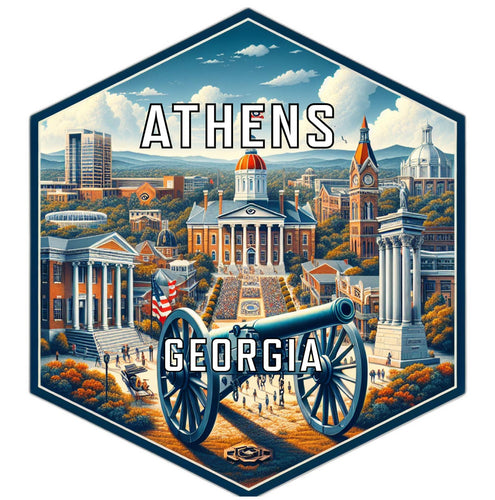 Athens Georgia Souvenir Travel Destination Die Cut Hexagon Fridge Magnet 2-Inch