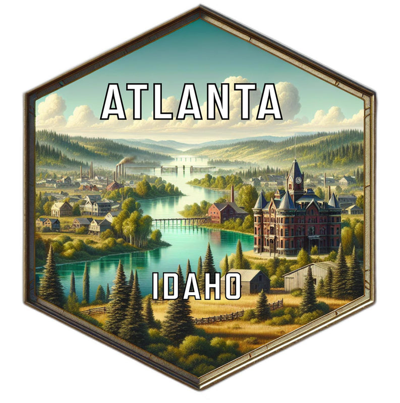 Atlanta Idaho Souvenir Travel Destination Die Cut Hexagon Fridge Magnet 2-Inch