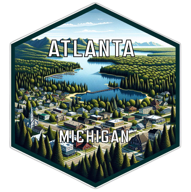 Atlanta Michigan Souvenir Travel Destination Die Cut Hexagon Fridge Magnet 2-Inch