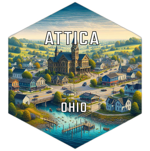 Attica Ohio Souvenir Travel Destination Die Cut Hexagon Fridge Magnet 2-Inch
