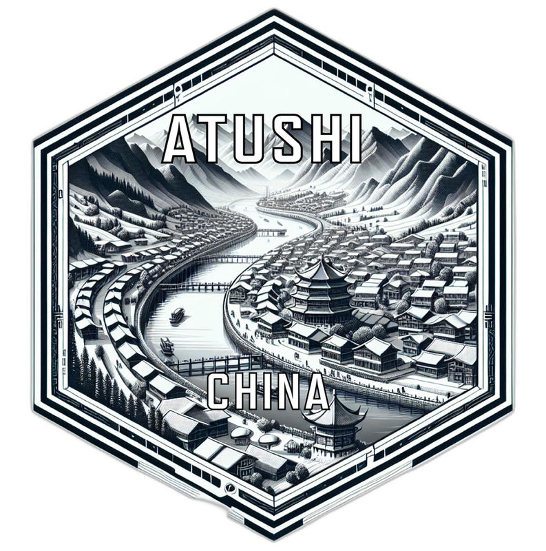 Atushi China Souvenir Travel Destination Die Cut Hexagon Fridge Magnet 2-Inch