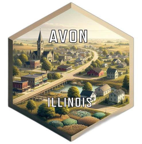 Avon Illinois Souvenir Travel Destination Die Cut Hexagon Fridge Magnet 2-Inch