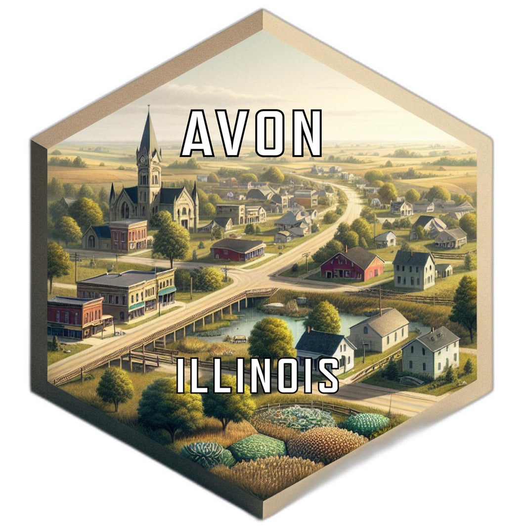 Avon Illinois Souvenir Travel Destination Die Cut Hexagon Fridge Magnet 2-Inch