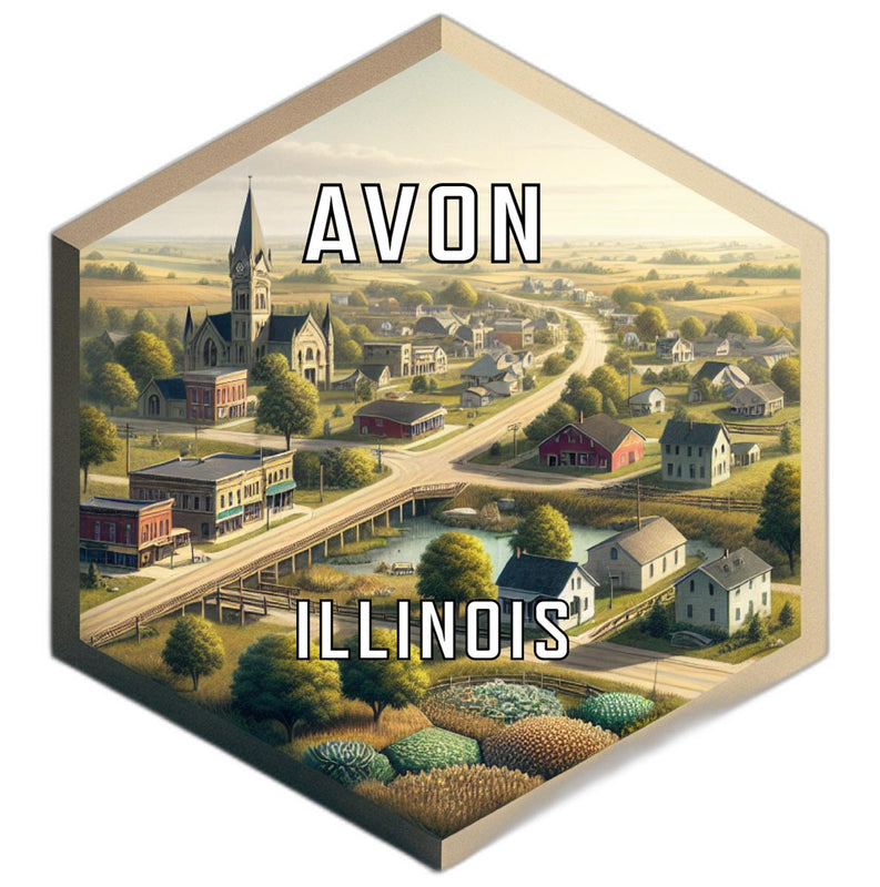 Avon Illinois Souvenir Travel Destination Die Cut Hexagon Fridge Magnet 2-Inch