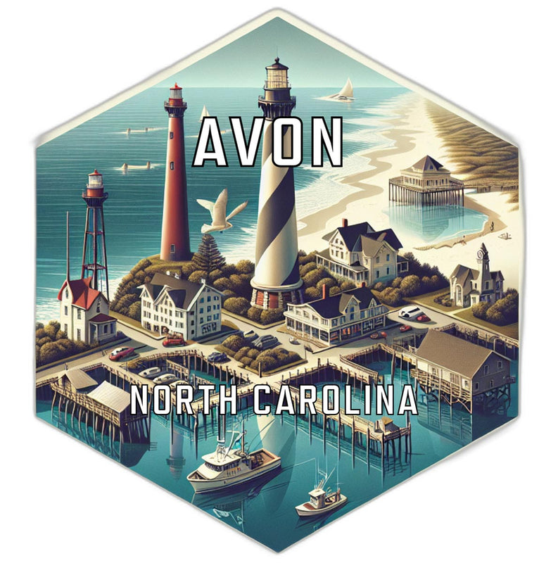 Avon North Carolina Souvenir Travel Destination Die Cut Hexagon Fridge Magnet 2-Inch