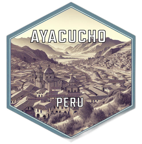 Ayacucho Peru Souvenir Travel Destination Die Cut Hexagon Fridge Magnet 2-Inch