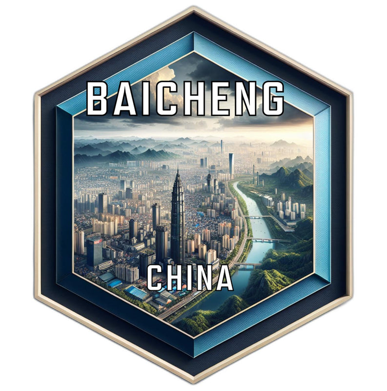 Baicheng China Travel Destination Souvenir Vinyl Decal Sticker 6-Inch