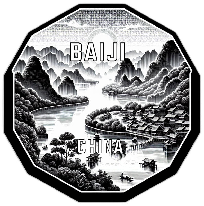 Baiji China Souvenir Travel Destination Die Cut Hexagon Fridge Magnet 2-Inch