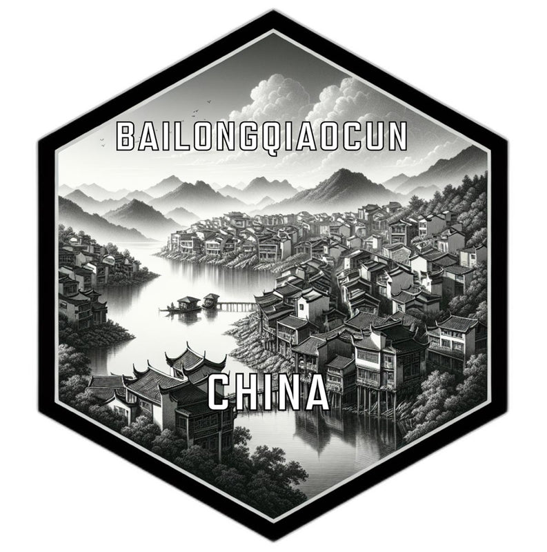 Bailongqiaocun China Souvenir Travel Destination Die Cut Hexagon Fridge Magnet 6-Inch