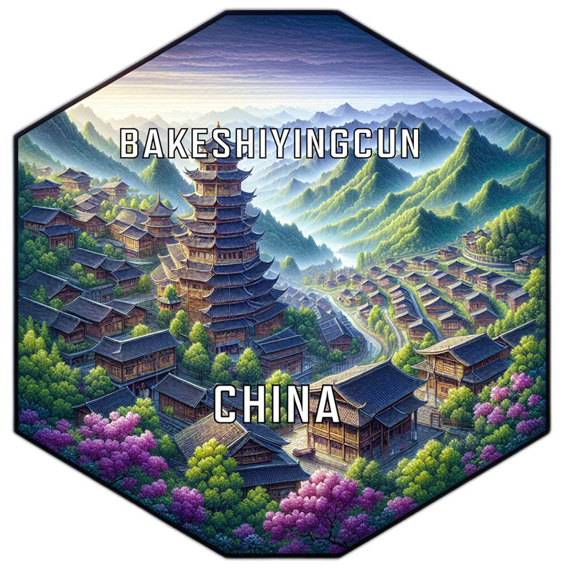 Bakeshiyingcun China Souvenir Travel Destination Die Cut Hexagon Fridge Magnet 2-Inch