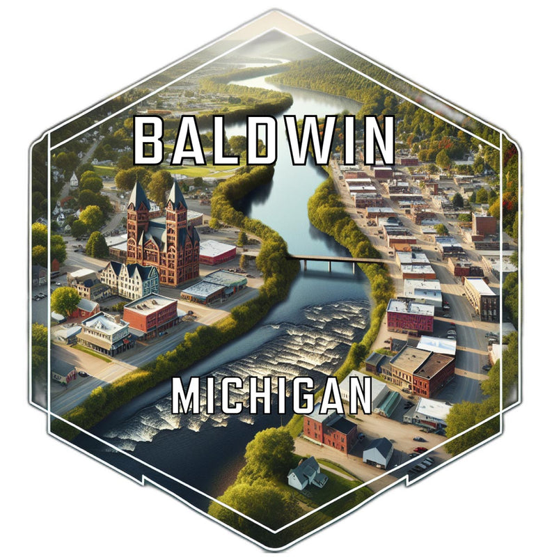 Baldwin Michigan Souvenir Travel Destination Die Cut Hexagon Fridge Magnet 2-Inch