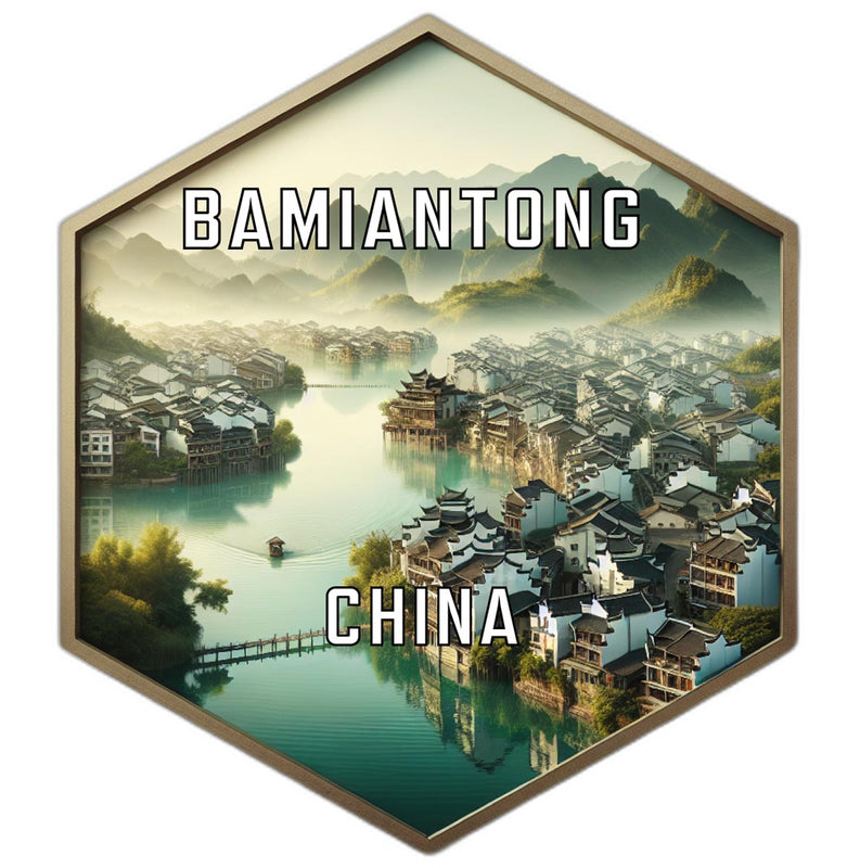 Bamiantong China Souvenir Travel Destination Die Cut Hexagon Fridge Magnet 6-Inch