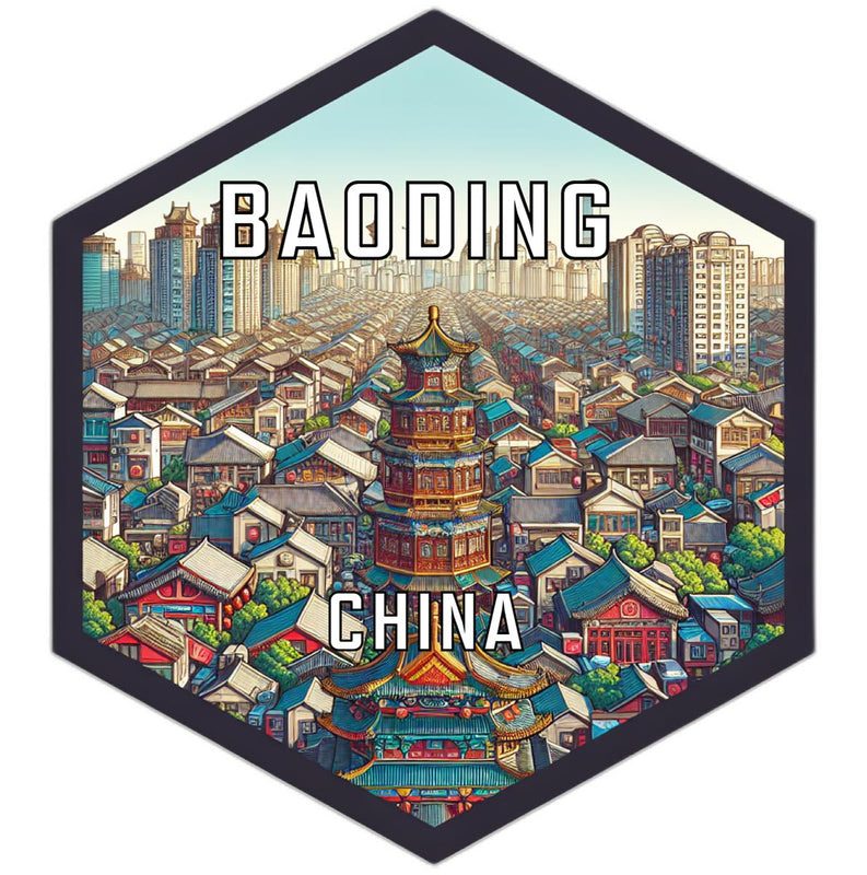 Baoding China Souvenir Travel Destination Die Cut Hexagon Fridge Magnet 2-Inch