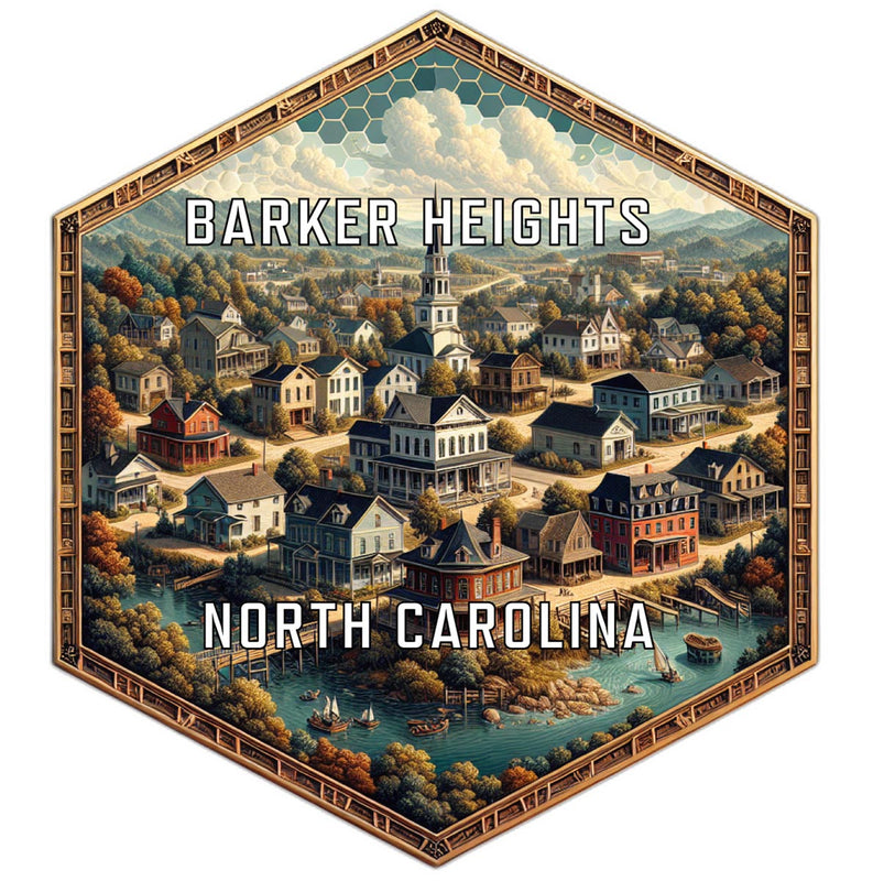 Barker Heights North Carolina Souvenir Travel Destination Die Cut Hexagon Fridge Magnet 2-Inch