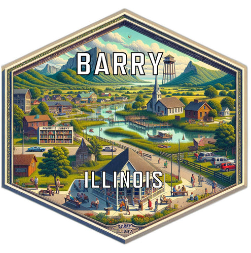 Barry Illinois Souvenir Travel Destination Die Cut Hexagon Fridge Magnet 2-Inch