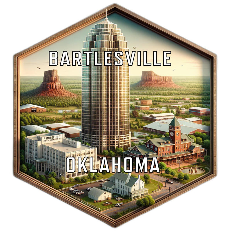 Bartlesville Oklahoma Souvenir Travel Destination Die Cut Hexagon Fridge Magnet 2-Inch