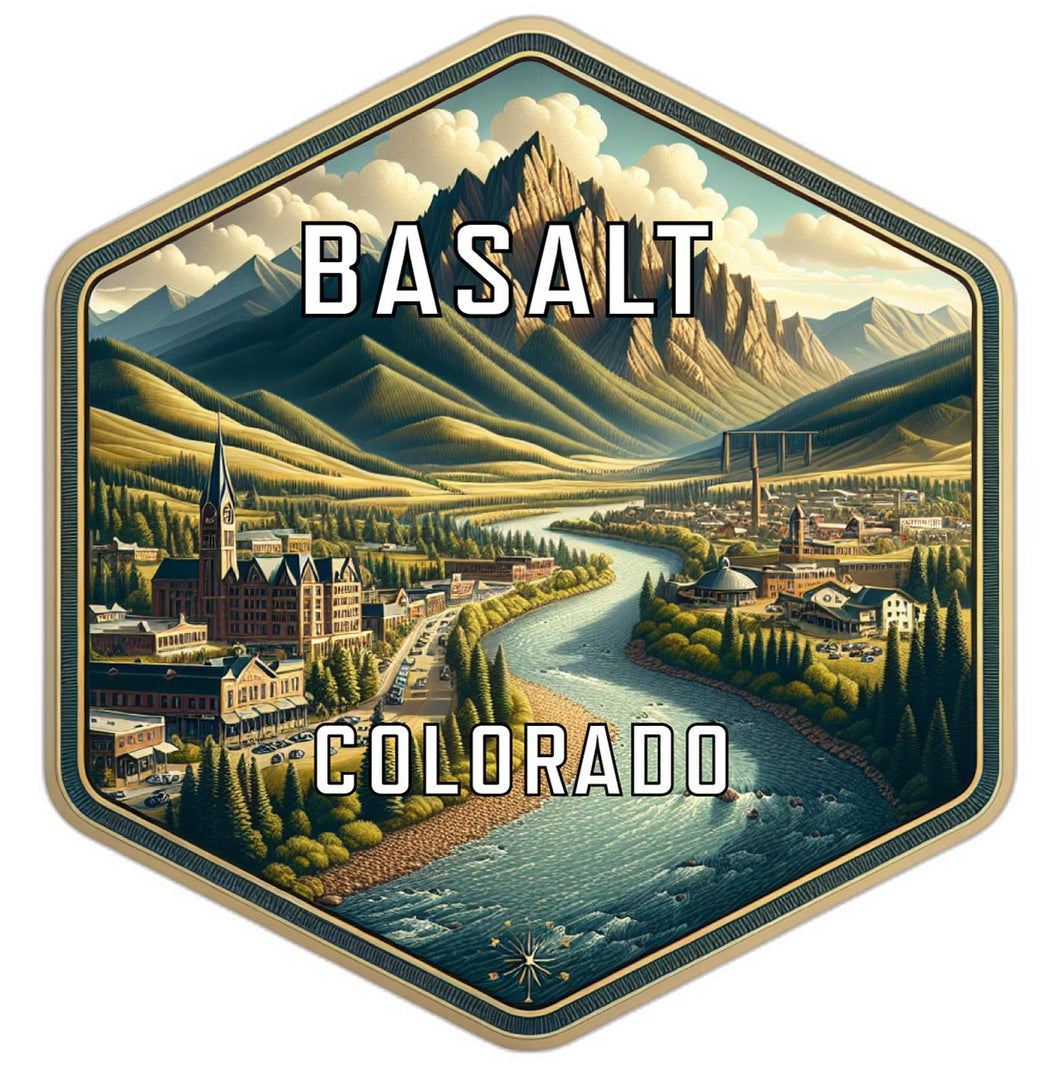 Basalt Colorado Souvenir Travel Destination Die Cut Hexagon Fridge Magnet 2-Inch