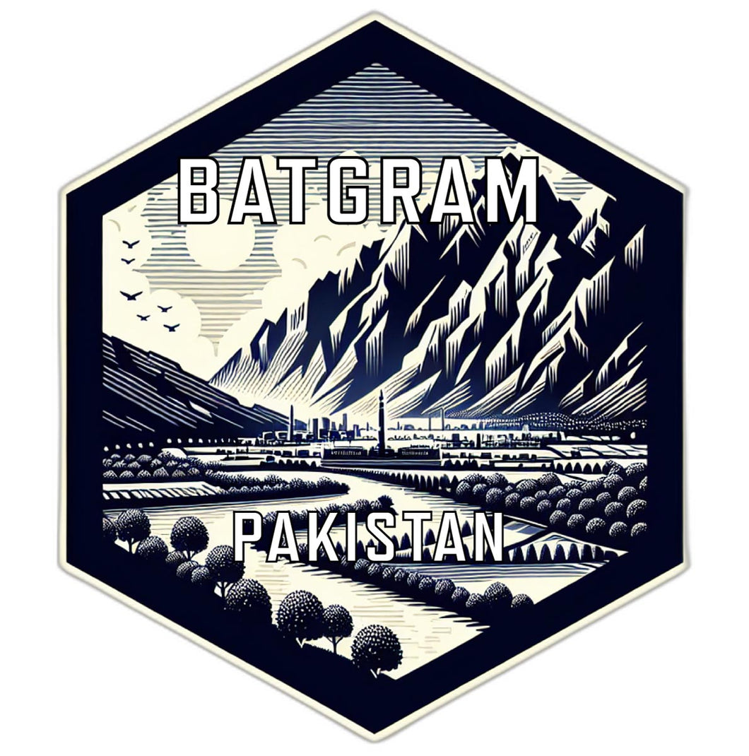 Batgram Pakistan Souvenir Travel Destination Die Cut Hexagon Fridge Magnet 6-Inch