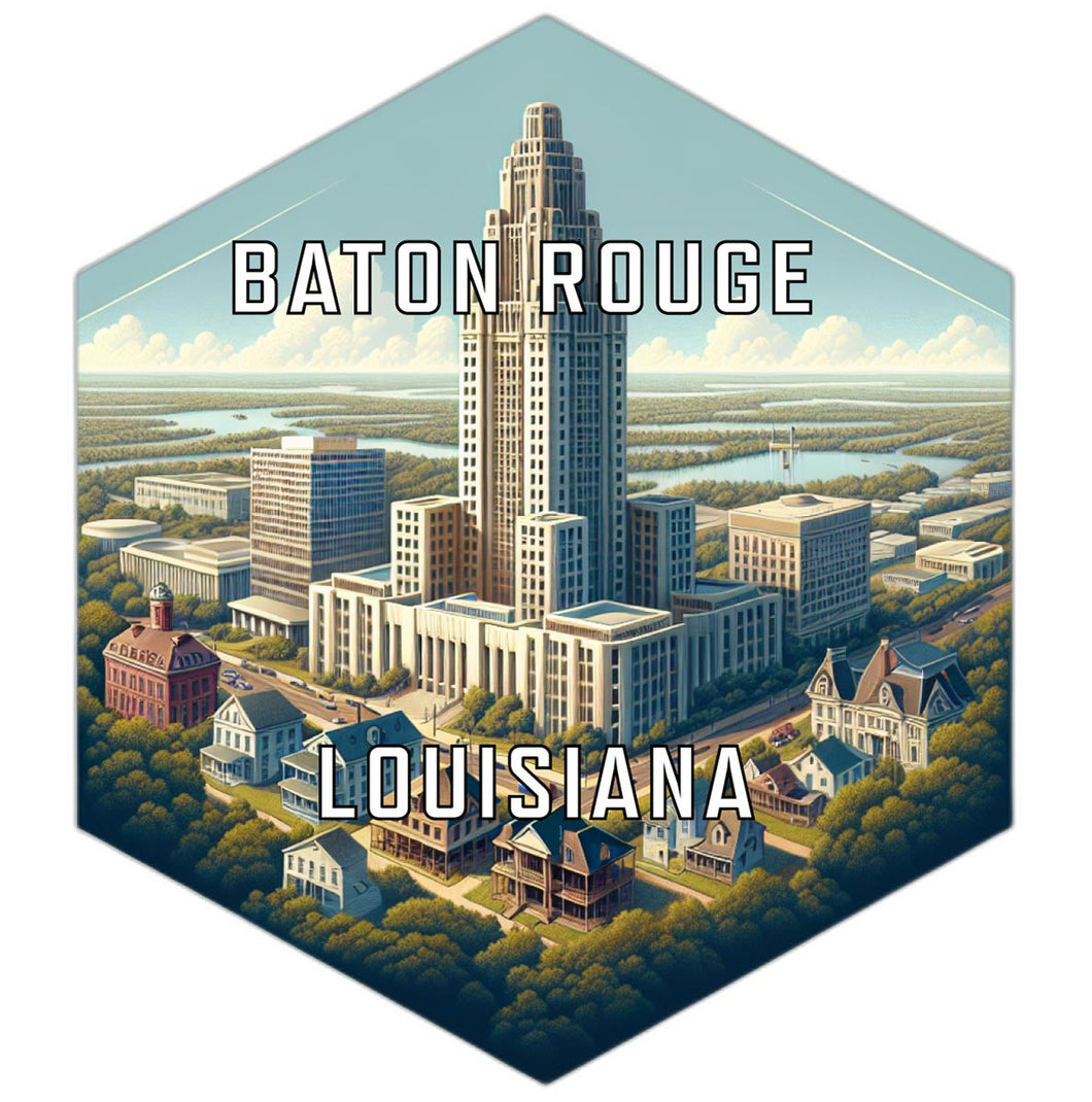 Baton Rouge Louisiana Souvenir Travel Destination Die Cut Hexagon Fridge Magnet 2-Inch