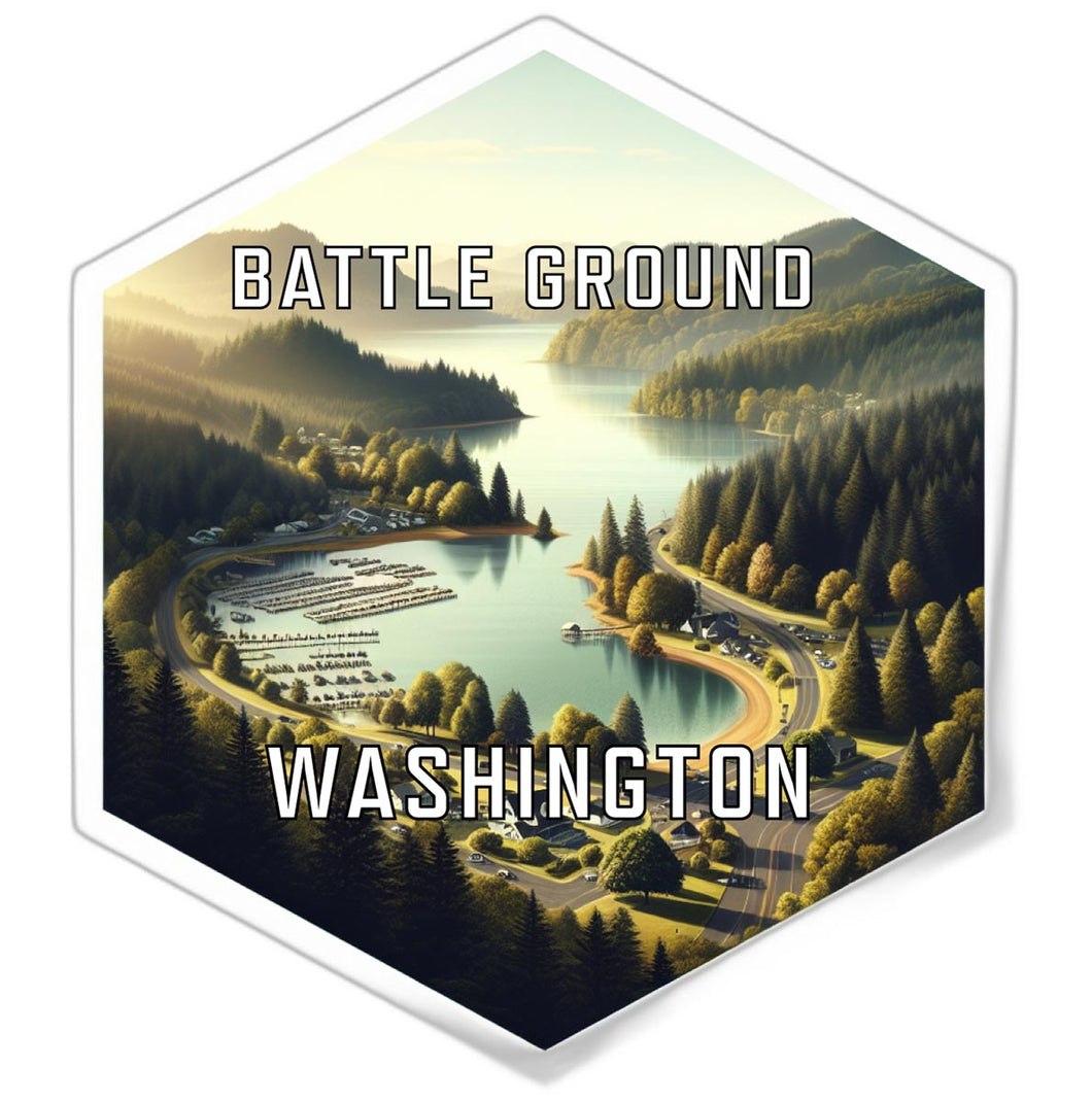 Battle Ground Washington Souvenir Travel Destination Die Cut Hexagon Fridge Magnet 2-Inch