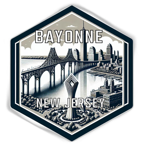Bayonne New Jersey Souvenir Travel Destination Die Cut Hexagon Fridge Magnet 2-Inch