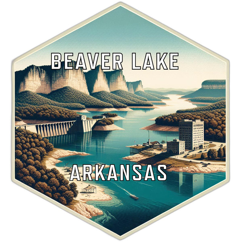 Beaver Lake Arkansas Souvenir Travel Destination Die Cut Hexagon Fridge Magnet 2-Inch