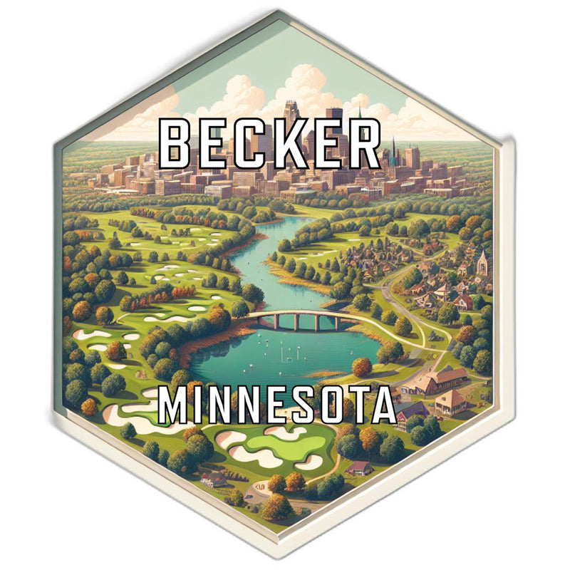 Becker Minnesota Souvenir Travel Destination Die Cut Hexagon Fridge Magnet 2-Inch