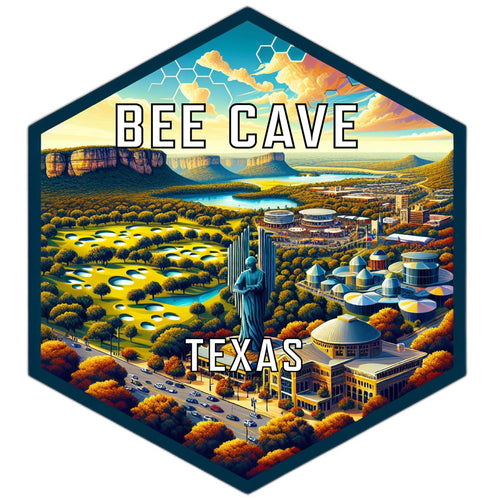 Bee Cave Texas Souvenir Travel Destination Die Cut Hexagon Fridge Magnet 6-Inch