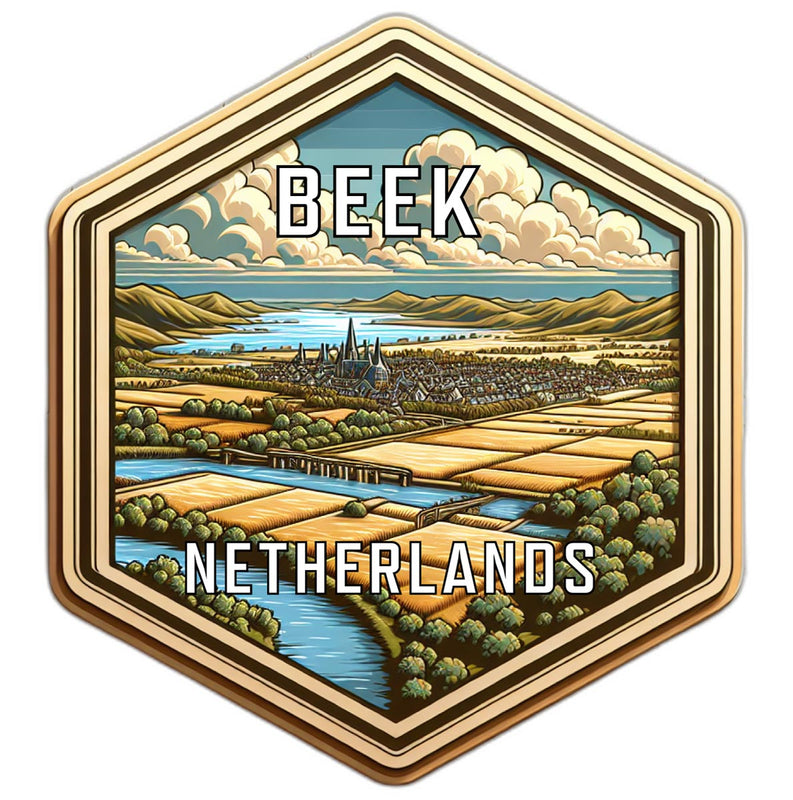 Beek Netherlands Souvenir Travel Destination Die Cut Hexagon Fridge Magnet 6-Inch