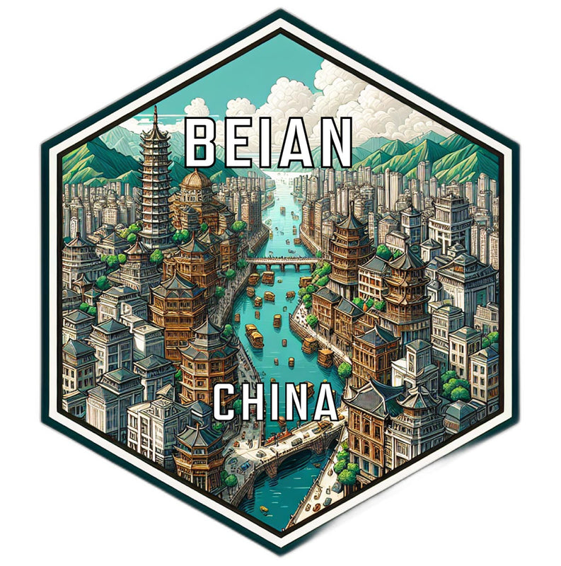 Beian China Souvenir Travel Destination Die Cut Hexagon Fridge Magnet 2-Inch