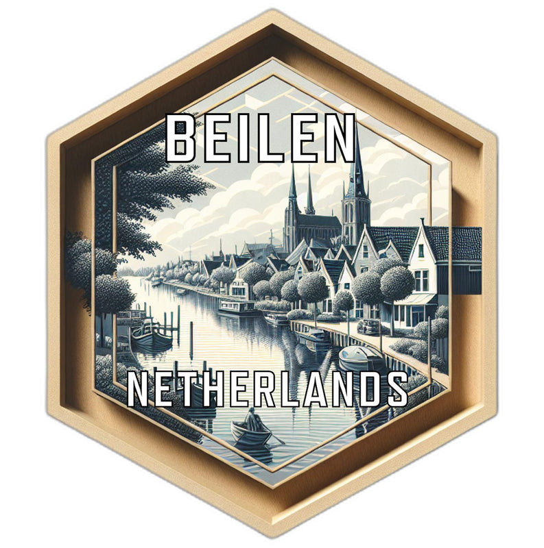 Beilen Netherlands Souvenir Travel Destination Die Cut Hexagon Fridge Magnet 6-Inch